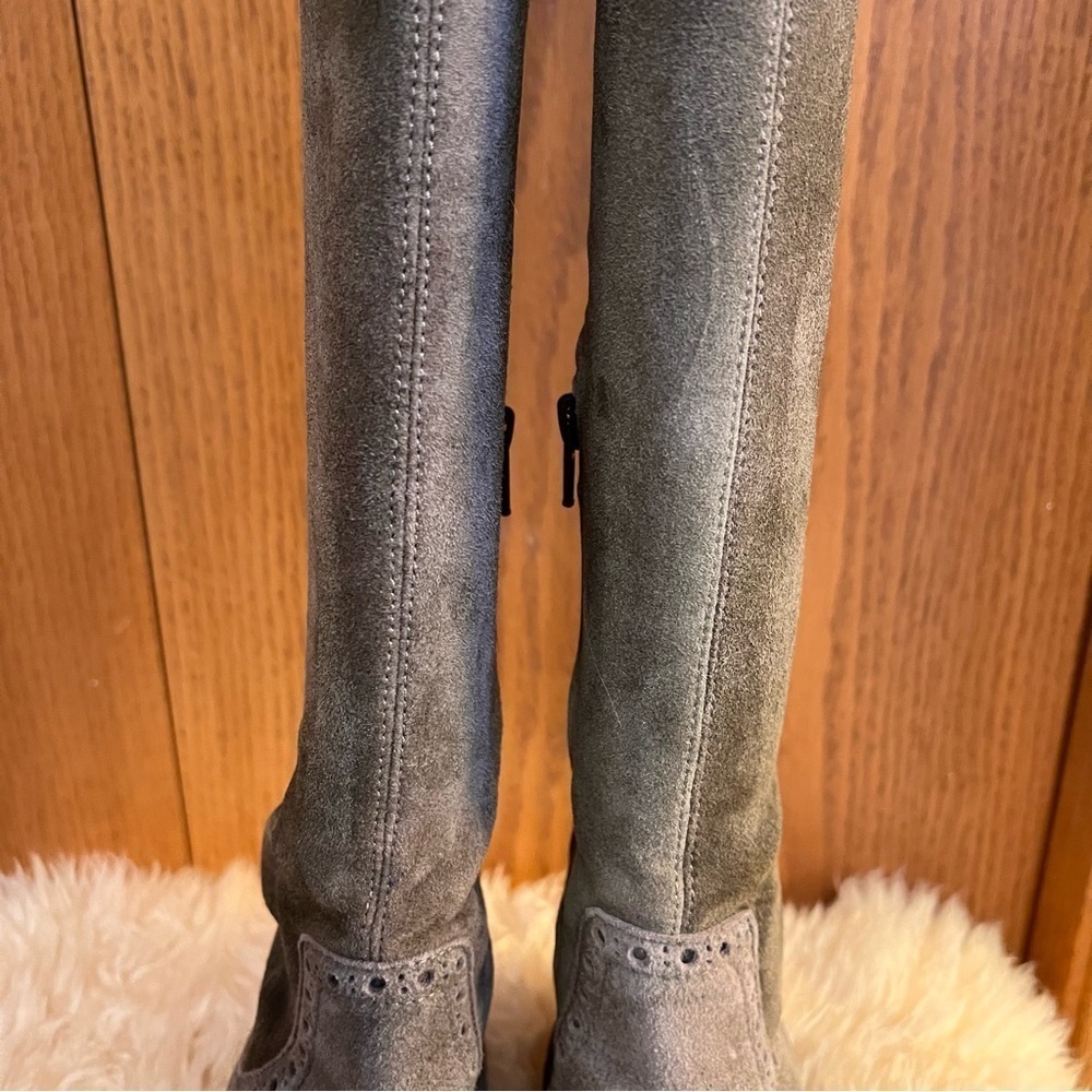 Dirndl + Bua Olive Green Suede Tall Riding Boots Sz-37 - Picture 3 of 11